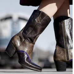 Snygga högklackade läderstövlar för kvinnor