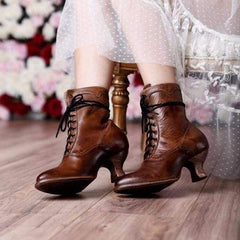 Vinter högklackat läderstövlar för kvinnor