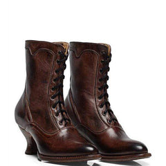 Vinter högklackat läderstövlar för kvinnor