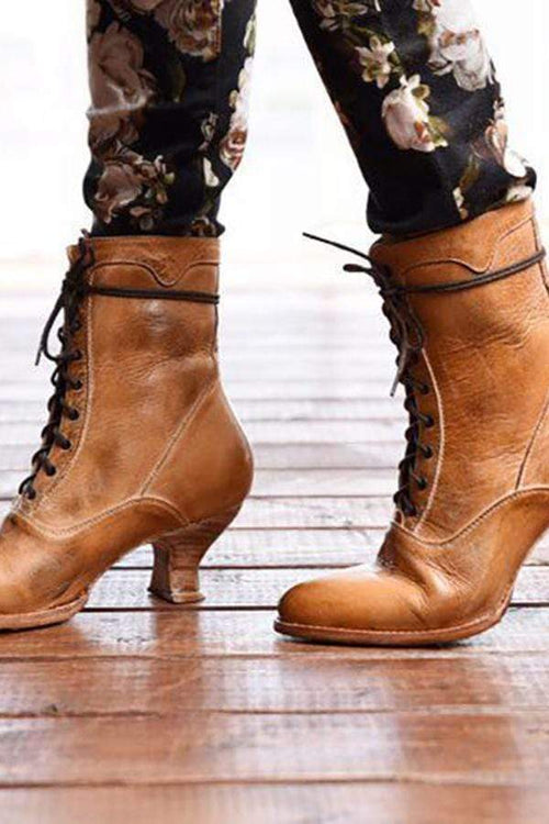 Vinter högklackat läderstövlar för kvinnor