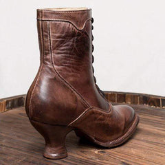 Vinter högklackat läderstövlar för kvinnor