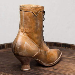 Vinter högklackat läderstövlar för kvinnor