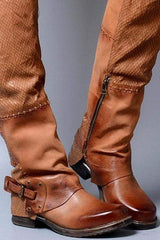 Snygga Vinter Kvinnor Sido Blixtlås Läder Stövlar i hög höjd