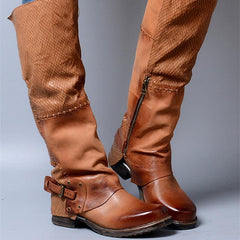 Snygga Vinter Kvinnor Sido Blixtlås Läder Stövlar i hög höjd