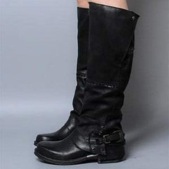 Snygga Vinter Kvinnor Sido Blixtlås Läder Stövlar i hög höjd