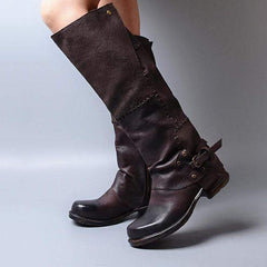 Snygga Vinter Kvinnor Sido Blixtlås Läder Stövlar i hög höjd