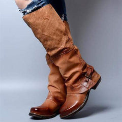 Snygga Vinter Kvinnor Sido Blixtlås Läder Stövlar i hög höjd