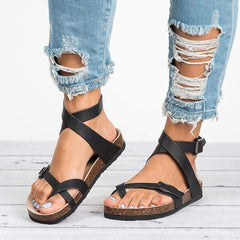 Plain Flat Peep Toe Casual Flat Sandals