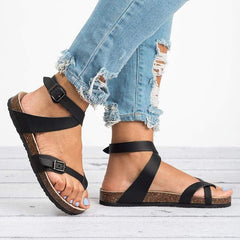 Plain Flat Peep Toe Casual Flat Sandals
