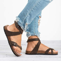 Plain Flat Peep Toe Casual Flat Sandals