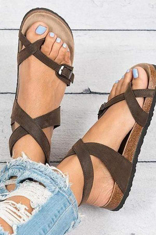 Plain Flat Peep Toe Casual Flat Sandals