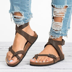Plain Flat Peep Toe Casual Flat Sandals