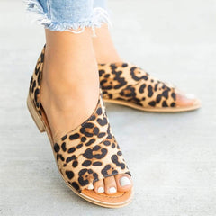 Peep Toe Leopard Sandals Casual Shoes