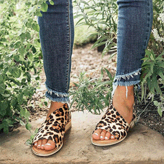 Peep Toe Leopard Sandals Casual Shoes