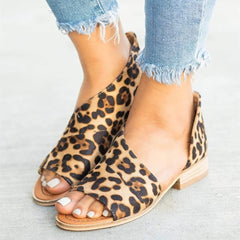 Peep Toe Leopard Sandals Casual Shoes