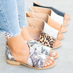 Peep Toe Leopard Sandals Casual Shoes