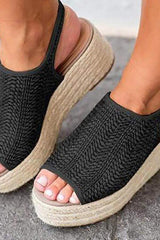 Peep Toe-vävsandaler med tjock sula