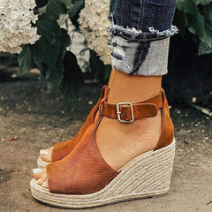 Plain Velvet Peep Toe Date Wedge Sandaler 