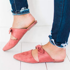 Fashion Pointed Bow Flat Slippers