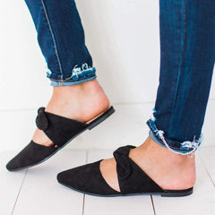 Fashion Pointed Bow Flat Slippers