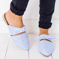 Fashion Pointed Bow Flat Slippers