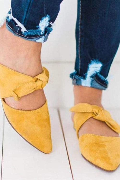 Fashion Pointed Bow Flat Slippers