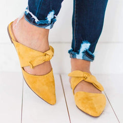 Fashion Pointed Bow Flat Slippers