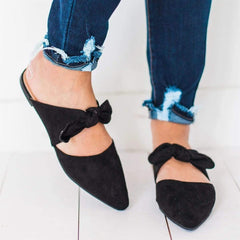 Fashion Pointed Bow Flat Slippers