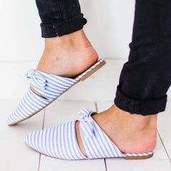 Fashion Pointed Bow Flat Slippers
