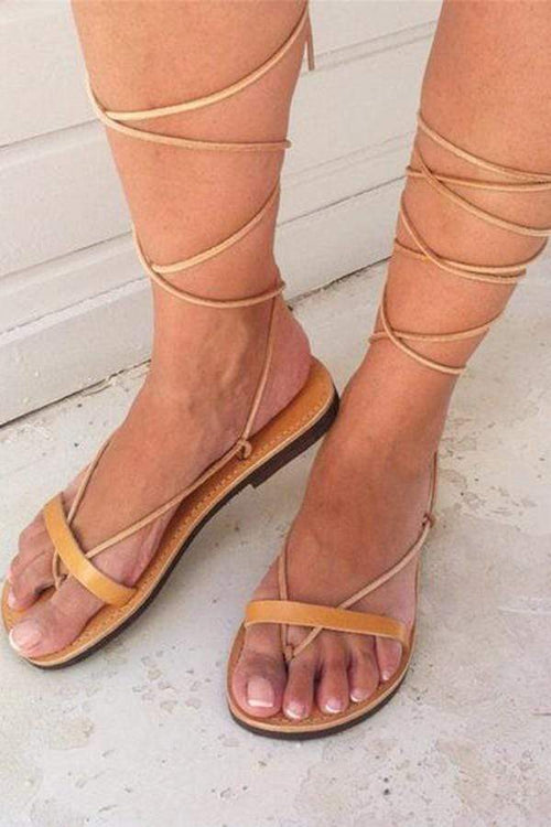 Mode enkel spets mångsidiga platta sandaler 