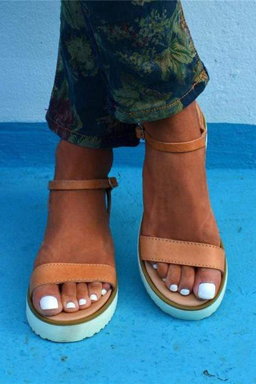Fashion   Versatile Buckle With Platform Sandals