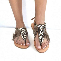 Leopard Print Tassel Sandals