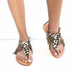 Leopard Print Tassel Sandals