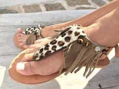 Leopard Print Tassel Sandals