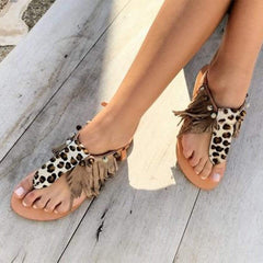 Leopard Print Tassel Sandals