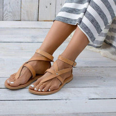 Roman Style Toe Buckle Flat Sandals