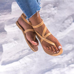 Roman Style Toe Buckle Flat Sandals