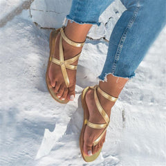 Roman Style Toe Buckle Flat Sandals