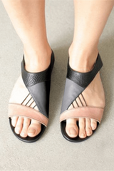 Fashion   Multi-Color Stitching Flat Sandals