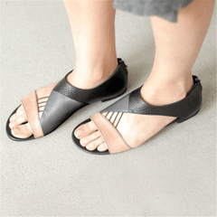 Fashion   Multi-Color Stitching Flat Sandals