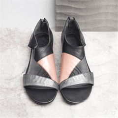 Fashion   Multi-Color Stitching Flat Sandals