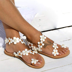 Vintage Flower   Cutout Flat Sandals