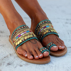 Women Plus Size Shoes Comfortable Rome Beach Flat Sandals