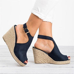 Fashion Wedge Heel Sandals Adjustable Buckle Peep Toe Sandals