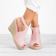 Fashion Wedge Heel Sandals Adjustable Buckle Peep Toe Sandals