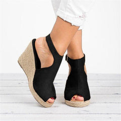Fashion Wedge Heel Sandals Adjustable Buckle Peep Toe Sandals