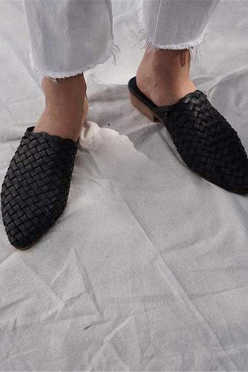 Fashion Vintage   Woven Flat Slippers