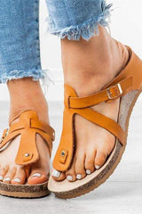 Vintage Belt   Buckle Roman Flat Slippers