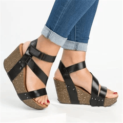 Fashion Velcro   Platform Wedge Sandals
