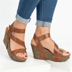 Fashion Velcro   Platform Wedge Sandals